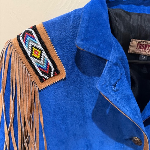 Vintage Frontier Collection Small Royal Blue Fringe Beaded Western Native Jacket - Picture 4 of 7